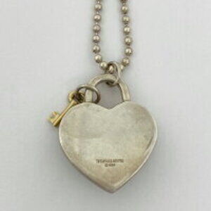 Tiffany Co Heart Lock Necklace Long Pendant Key Sterling Silver